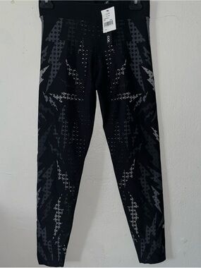 Women's Large Ultracor Bolt Star Leggings Black L Pull On Athletic Nero NWT